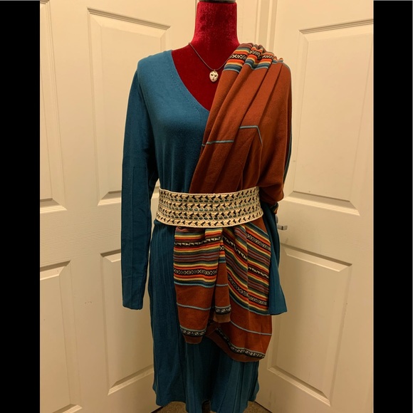 sahalie Dresses & Skirts - Sahalie teal sweater dress sz L
